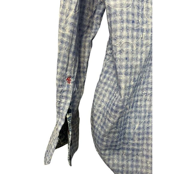 Robert Graham Mens XL Blue Flip Cuff Button Front Long Sleeve Classic Fit Stripe - Picture 4 of 8